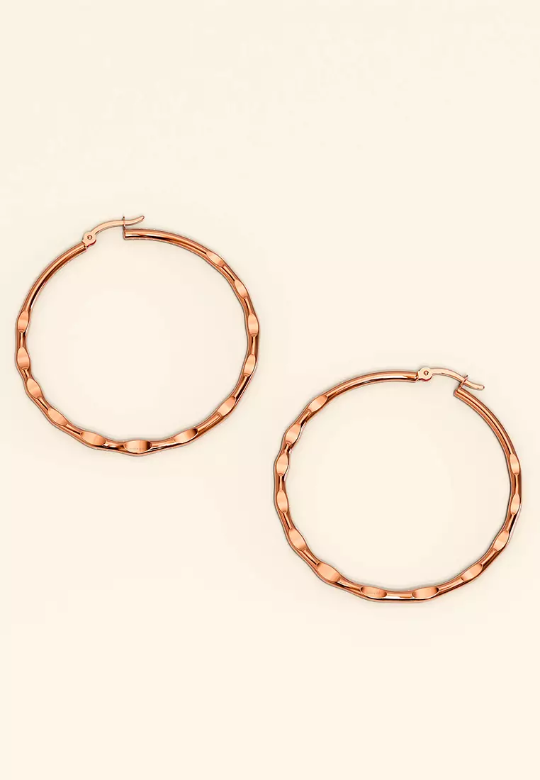 Fem Hammered Hoop Earrings 60mm
