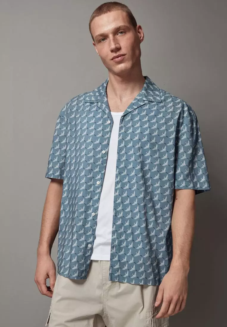 Buy NEXT Printed Short Sleeve Shirt With Cuban Collar 2025