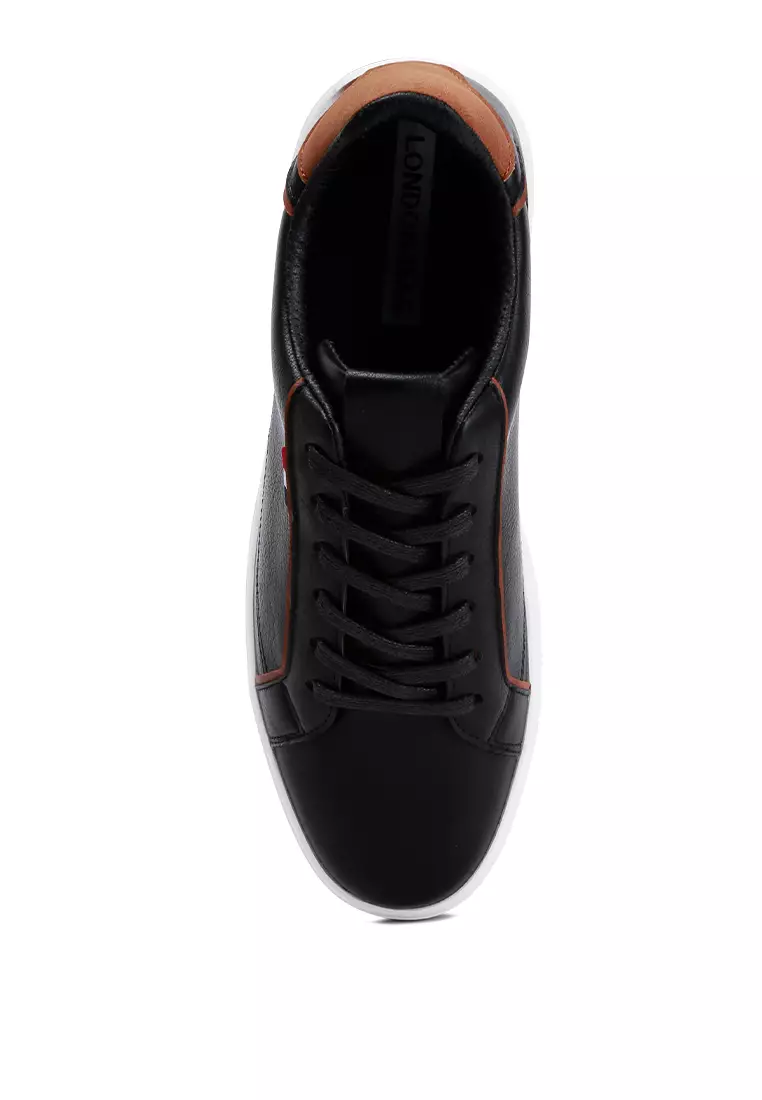 Men's Low Top Lace-up Sneakers in Black