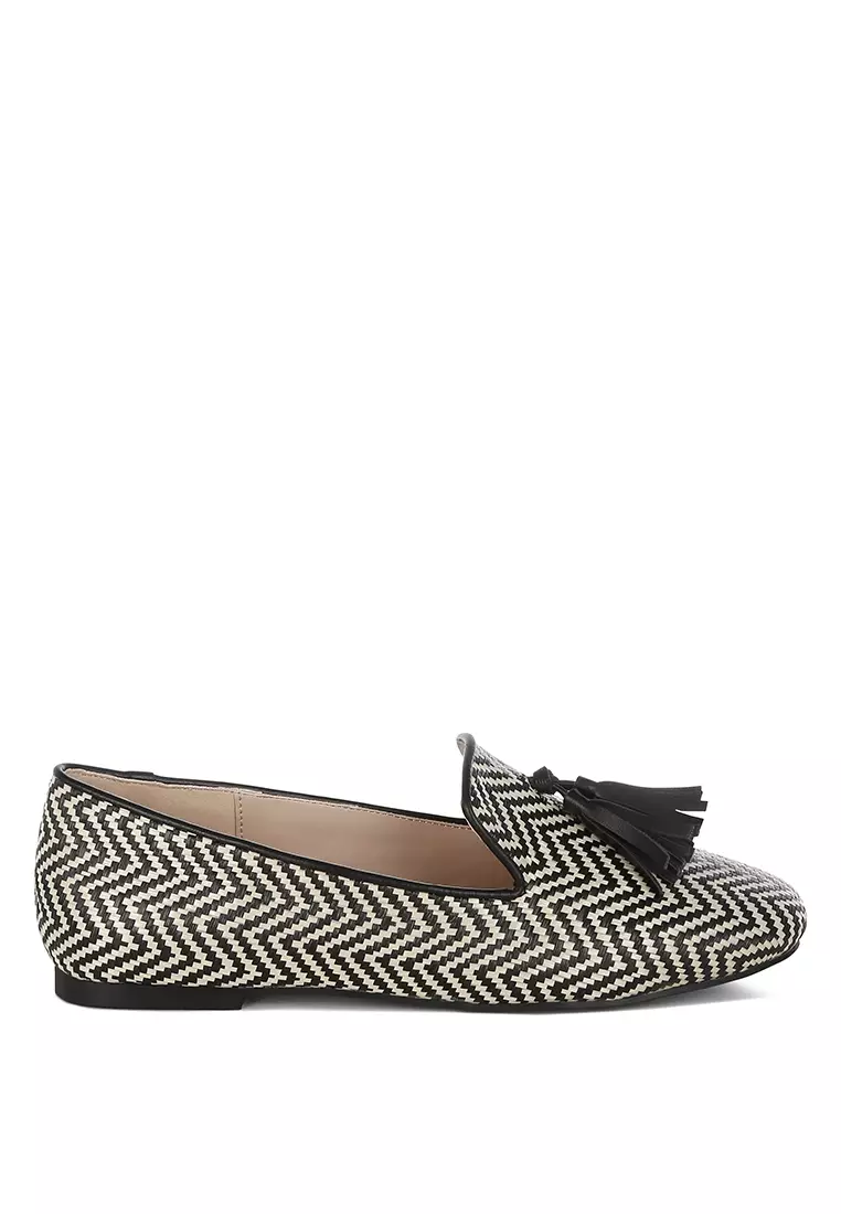 Discount on Rag & CO.  shoes - SKU: Raffia Tassels Detail Loafers In Black