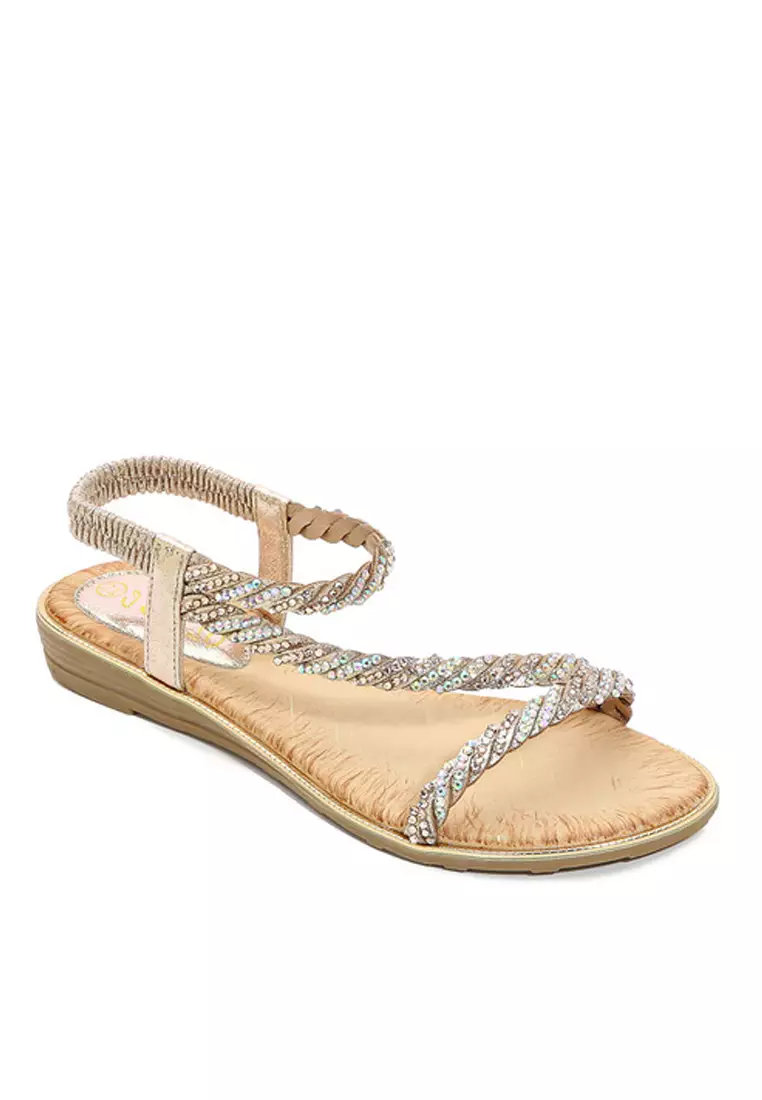 Gold and silver hot sale flat sandals