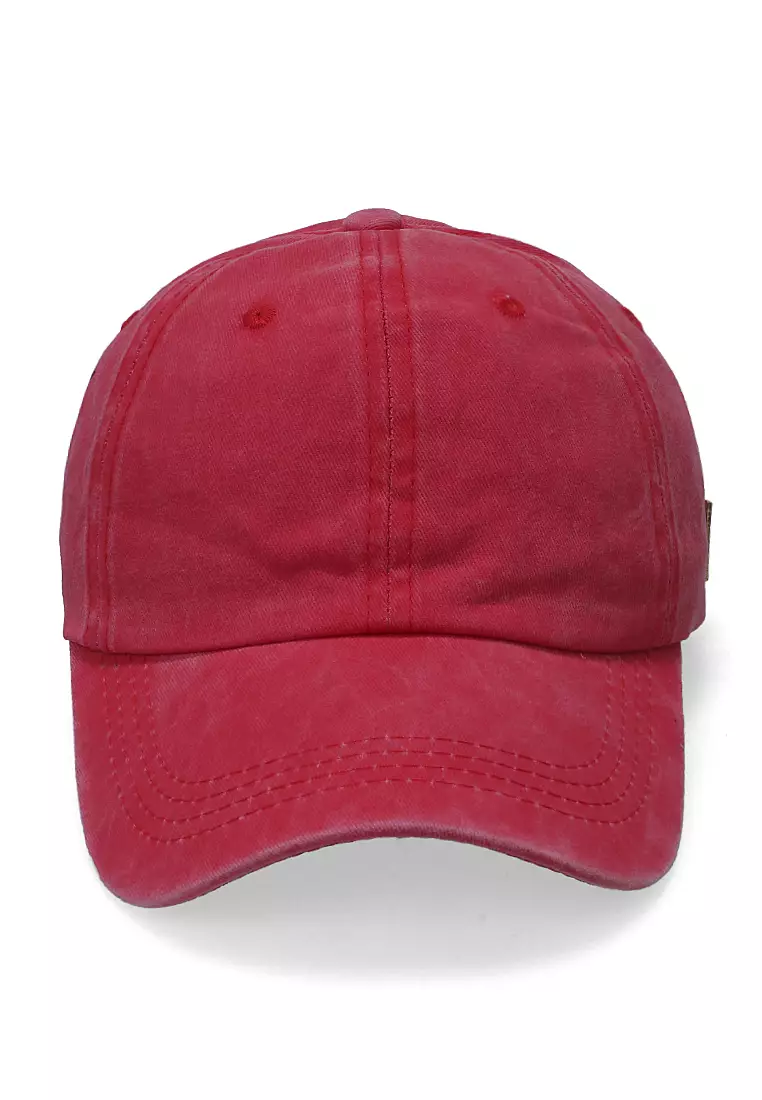 Drsh Topi Baseball Unisex Plain Casual Sport Adjustable Material Cotton ORIGINAL - Red
