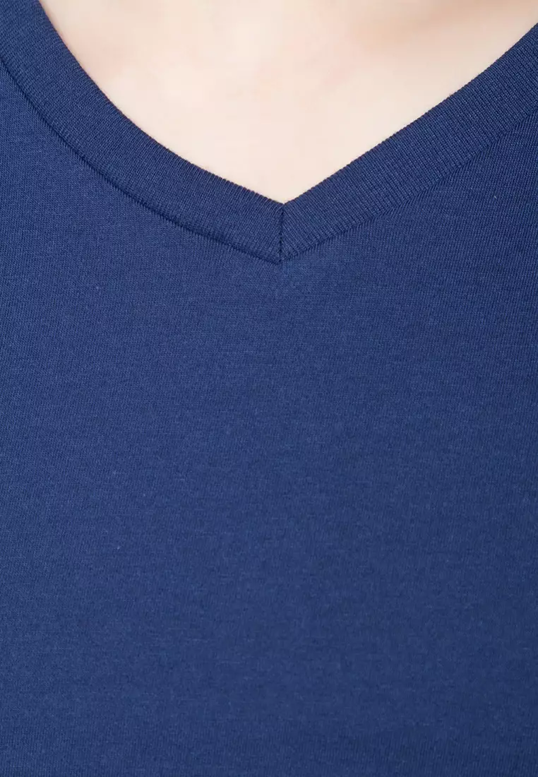 Basic Plain Cotton V Neck T-Shirt