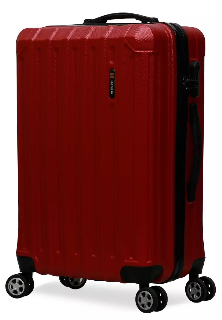 Isvara Tas Koper Hardcase Unisex One Set Suitcase Number Code Combination Lock Large Compartment Material ABS+PVC Coated ORIGINAL - Maroon