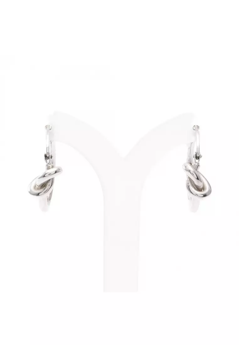Buy Celine Pre-Loved Celine knot small hoop earrings Silver 2025