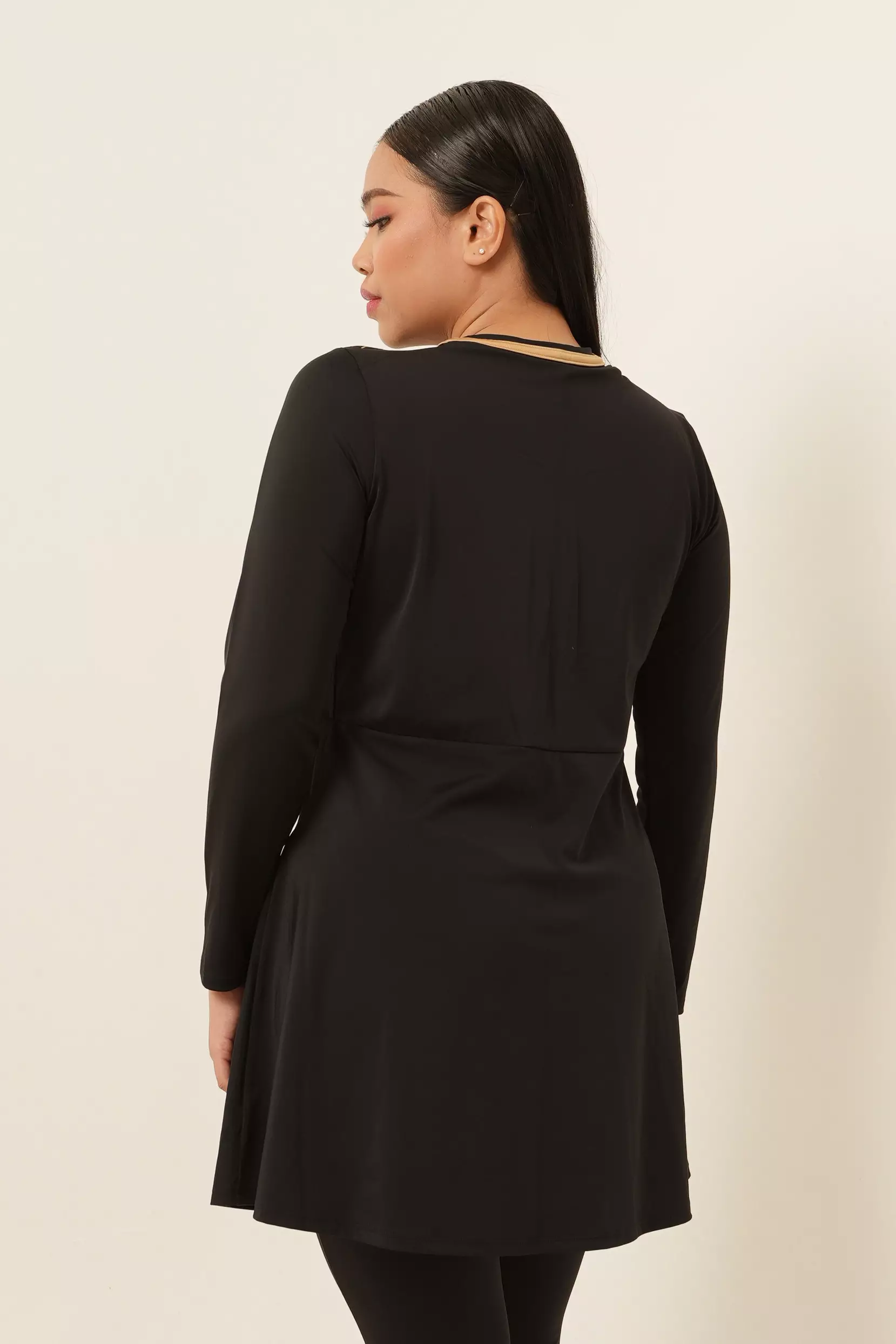 Diana Gold Foil Modest Swimsuit - Black