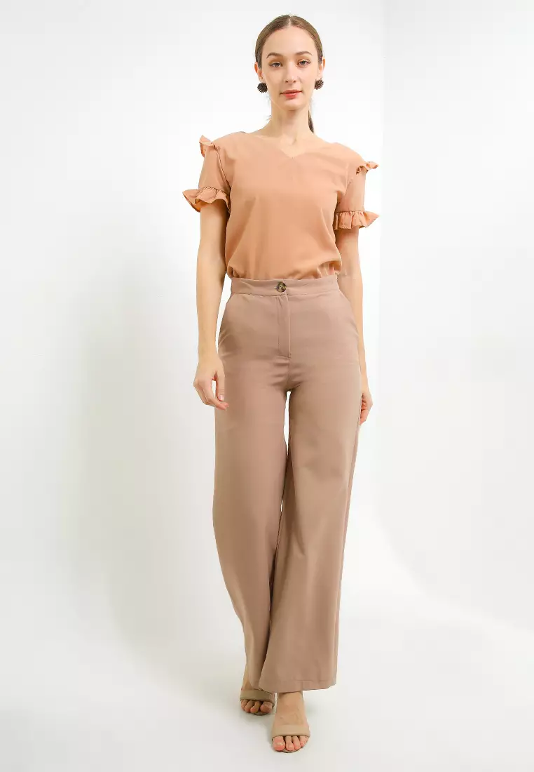 V-Neck Ruffle Blouse