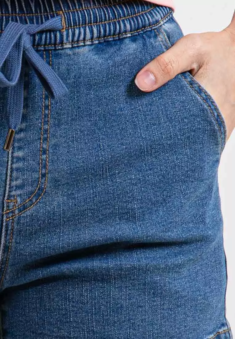 Forest Ladies Stretchable Denim Short Pants Casual Elastic Denim Shorts Women - 860162-31Blue
