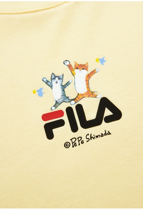 FILA FILA x Pepe Shimada 女裝 FILA Logo 貓咪印花垂肩全棉T恤