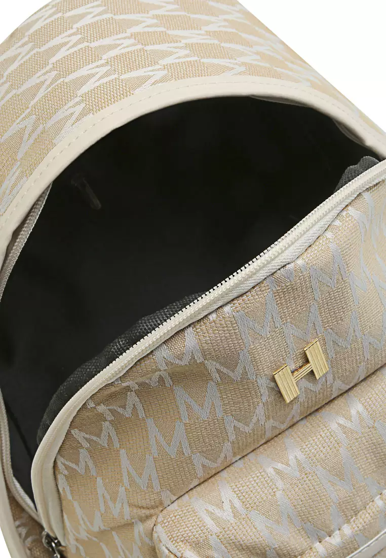 Cellyn Tas Ransel Mini Wanita Motif Batik Large Compartment Material Leather ORIGINAL - Beige