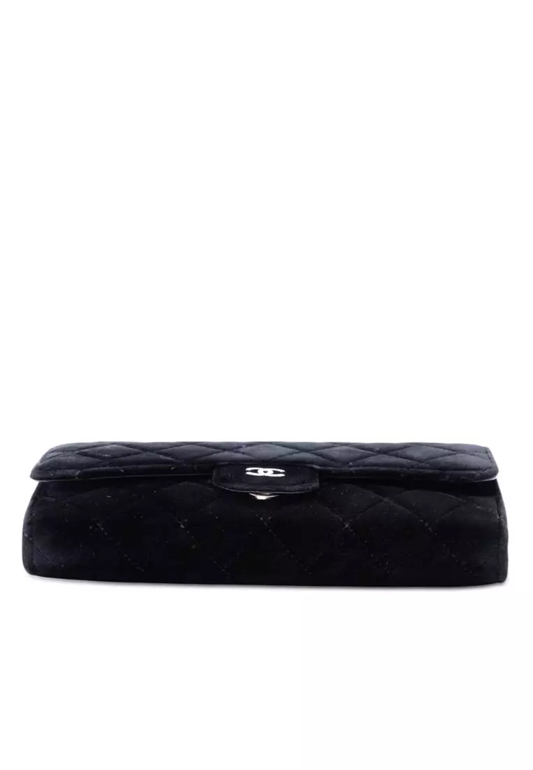 Pre-Loved Chanel Cc Quilted Velvet Wallet On Removable Chain
