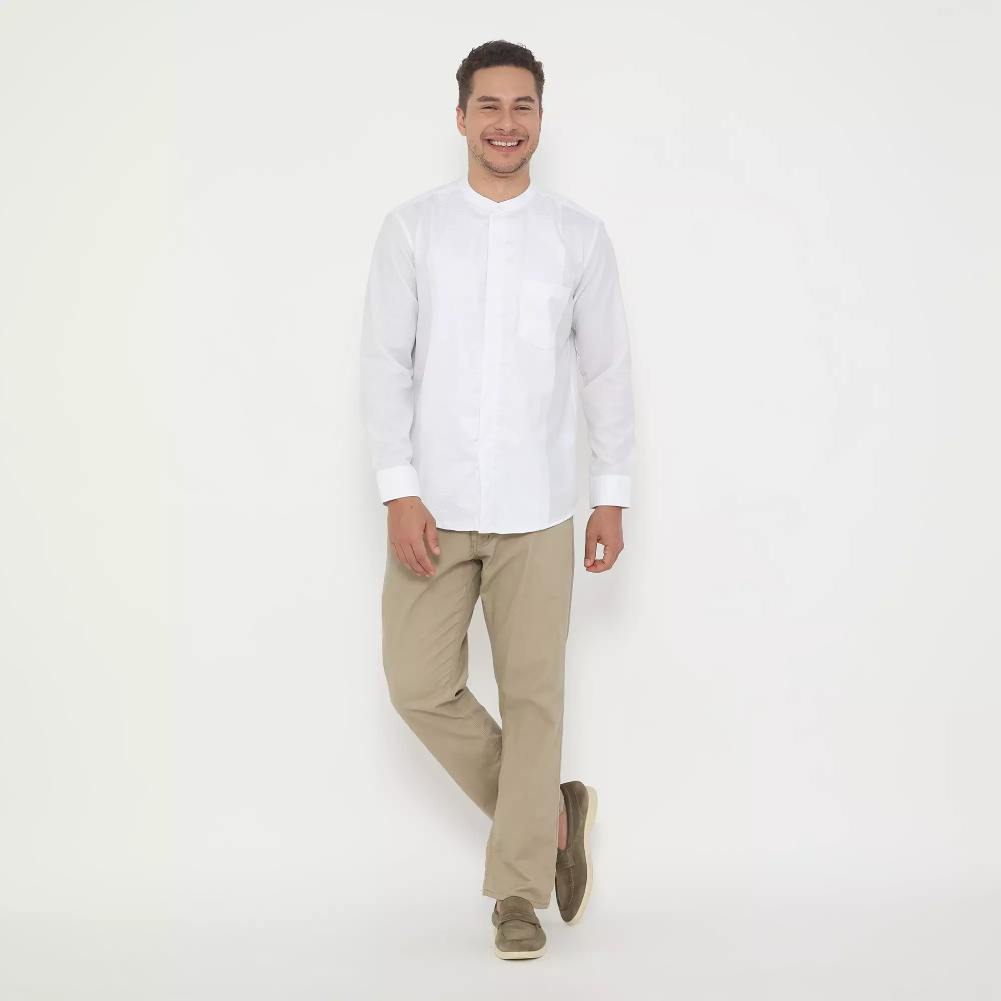 Platini Kemeja Pria Koko Shanghai Lengan Panjang White 961370.07