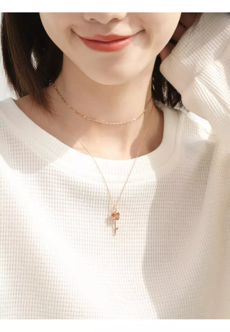 Delicate Gold 18K Rose Gold Romantic Hearted Key Pendants for Women 92776P (Necklace not included)