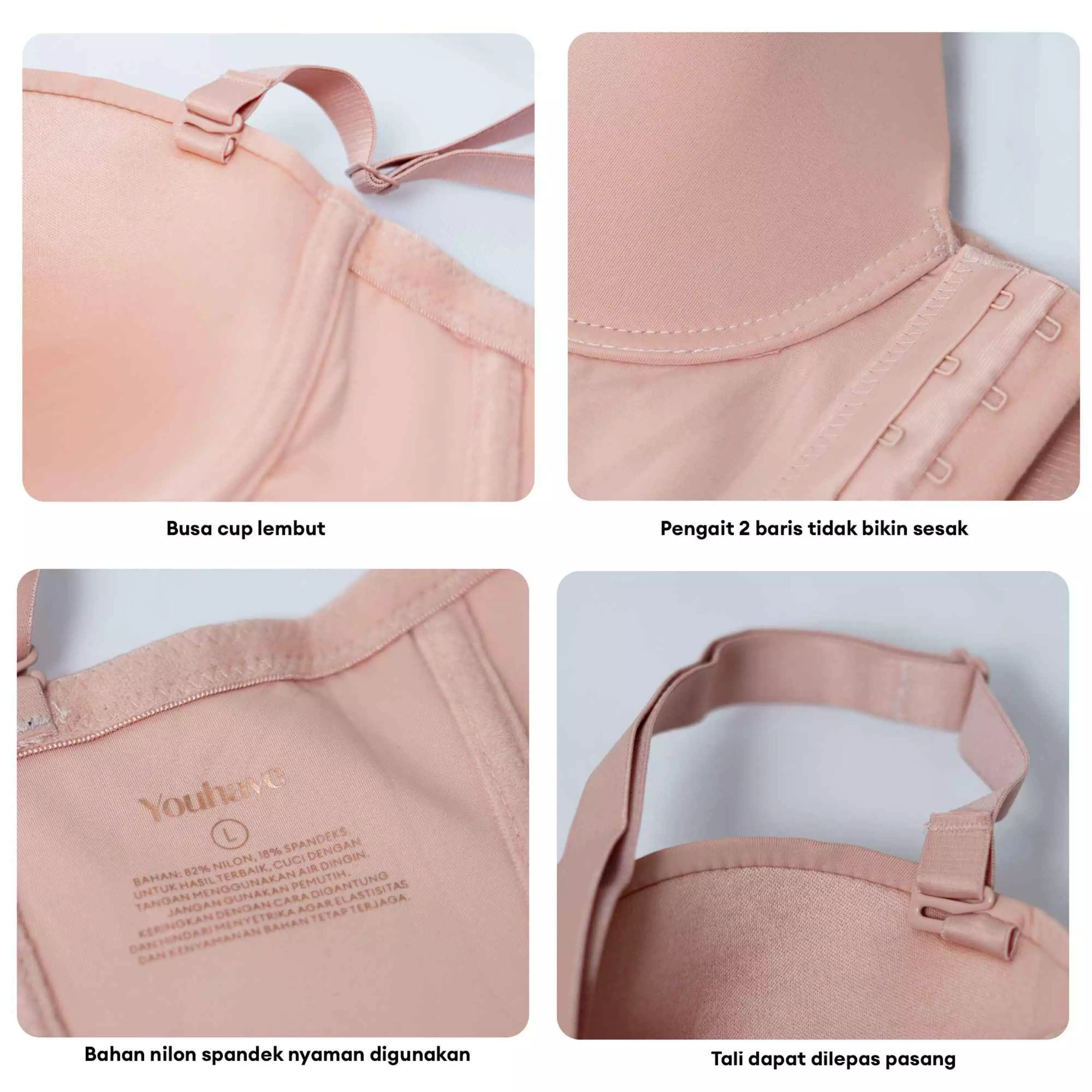 YOUHAVE Korset Bra Long Torso Premium Berkawat Corset Body Shaper Tali Bisa Lepas Kamisol Kemben Bustier Korset Perut Bra Korset 500088 - Cream