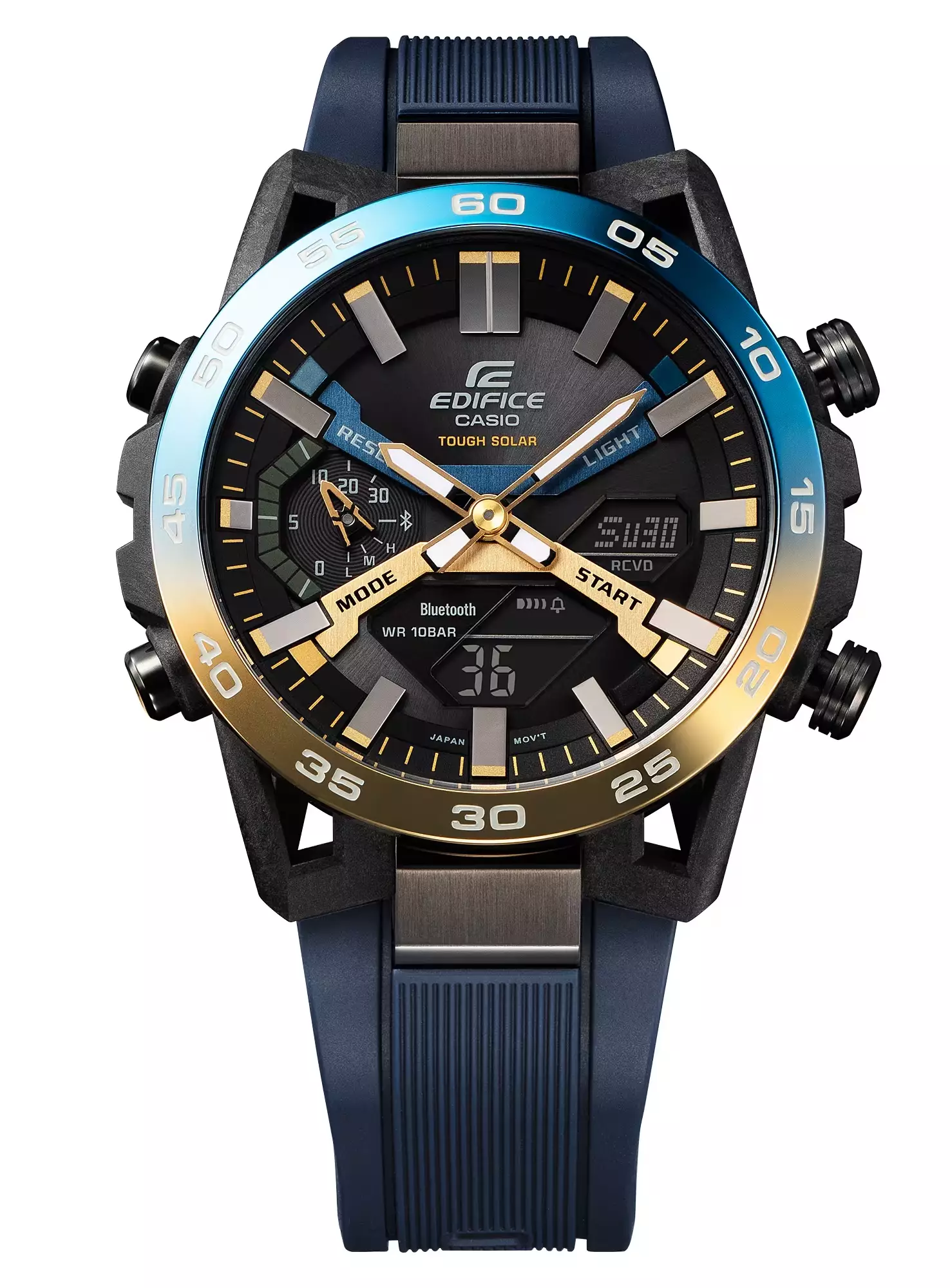 EDIFICE Jam Tangan  Men ECB-2000NP-1A Stainless Steel Black Carbon Solar Tough