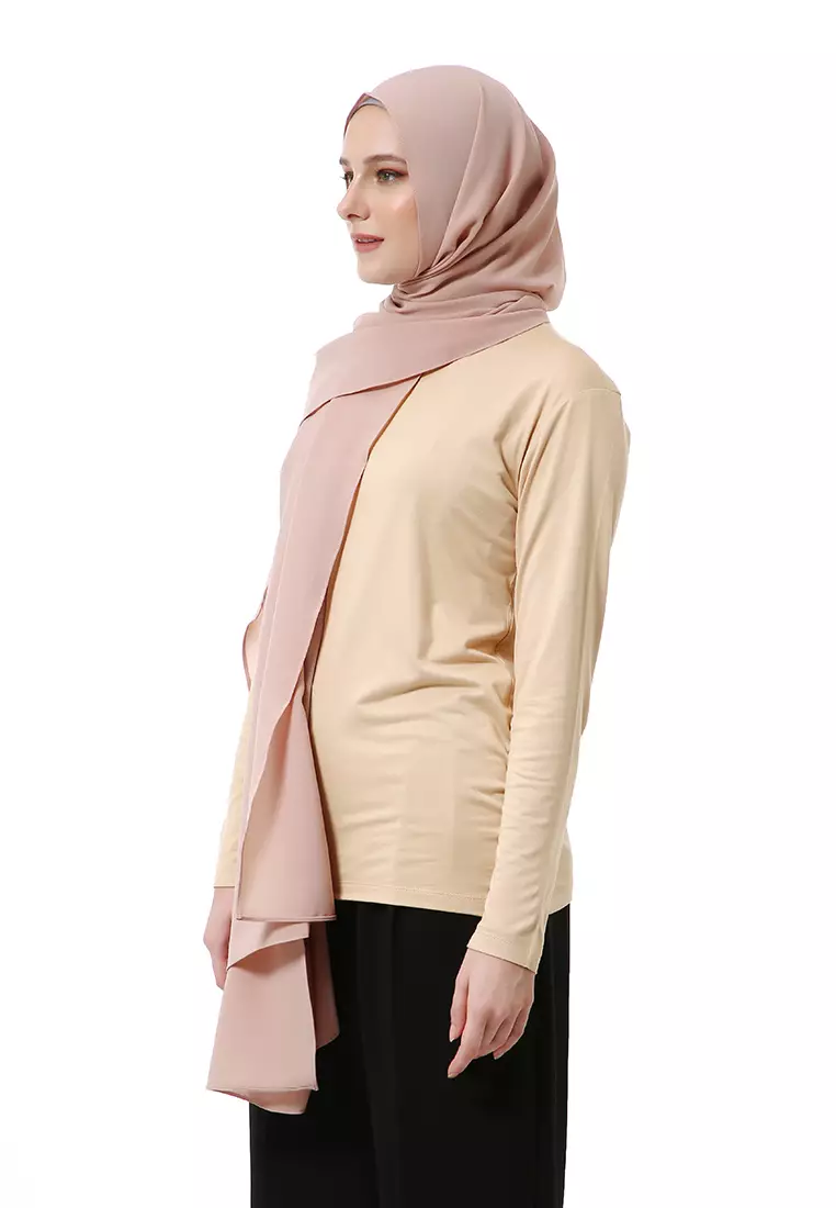 Marit Pashmina Syari Polos Muslimah Wanita Premium High Quality - Cream