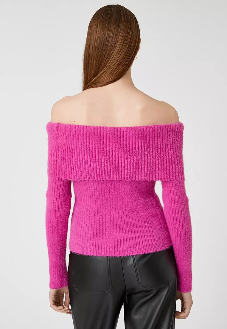 Off Shoulder Soft Texture Sweater