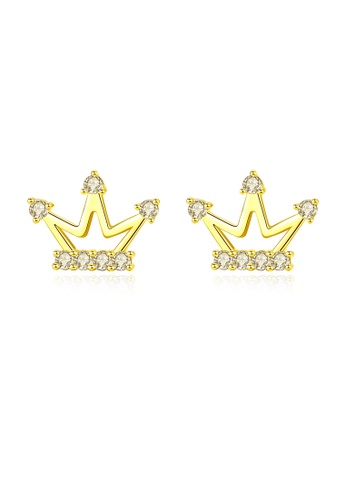SUNRAIS gold High quality Silver S925 golden crown earrings 03E19ACC1FA43AGS_1