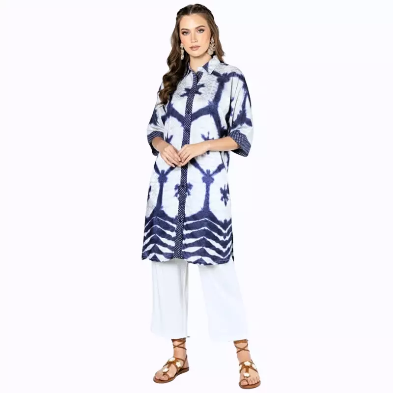 Tunik Batik Wanita - Bhatara Batik Ella - Atasan Batik Modern Lengan Pendek
