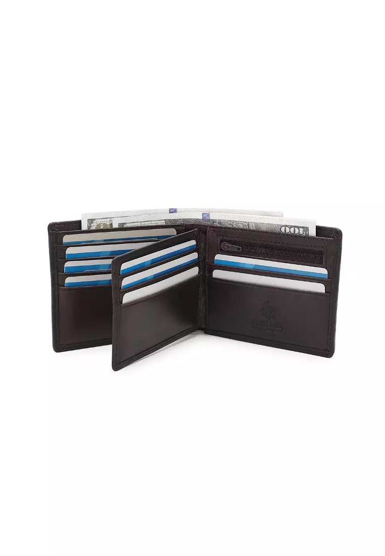 Genuine Leather RFID Short Wallet - Brown