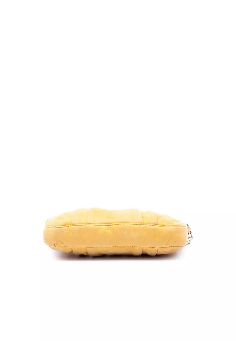 Pre-Loved Fendi Pleated Nubuck Ff Chain Pochette