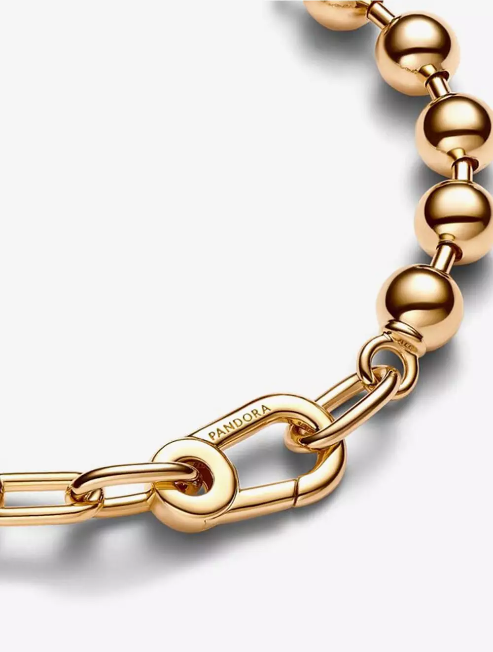 14k Gold-plated bead and link bracelet