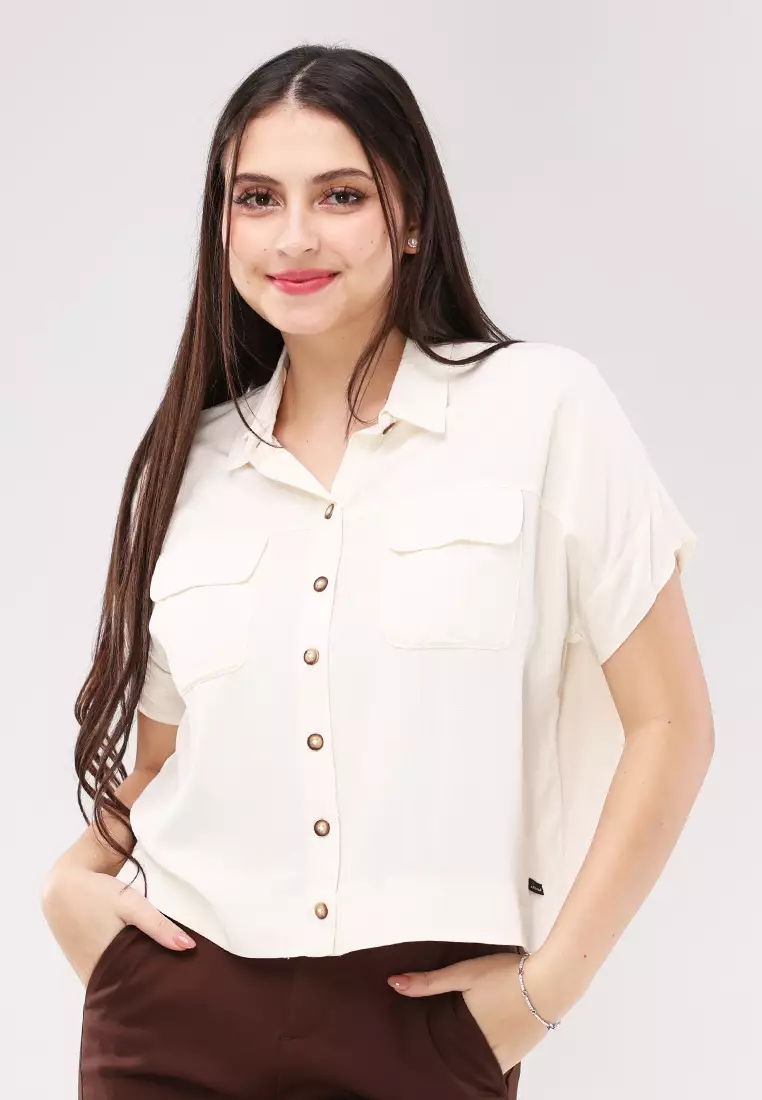 Soft Linen Woven Short Sleeves Blouse