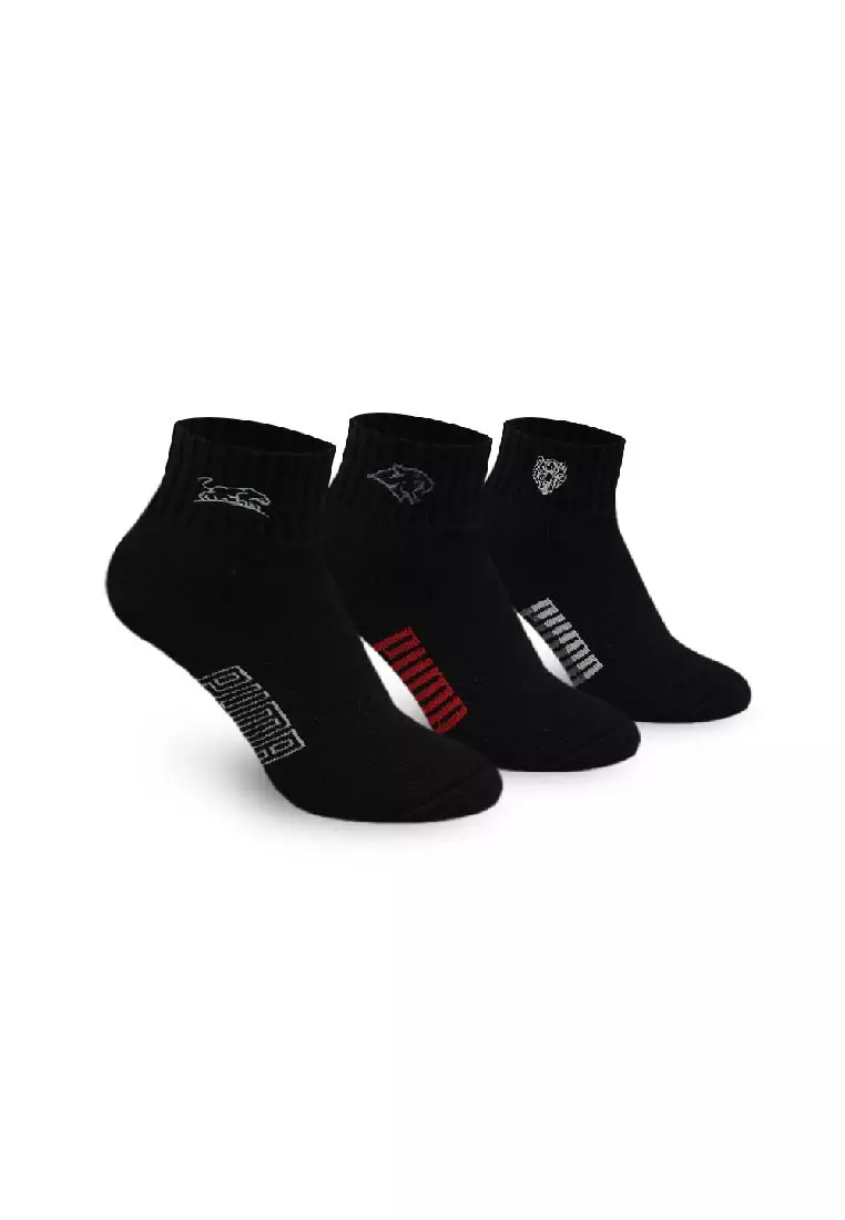 Puma Men’s Embroidered Thick Sports Ankle Socks 3 pairs in a pack PMSEG11