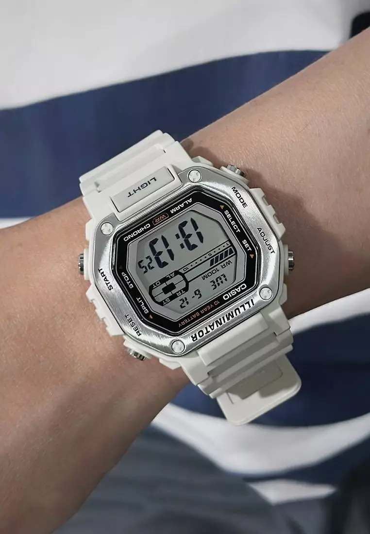 Men Digital Watch MWD-110H-8AV Beige Resin Strap