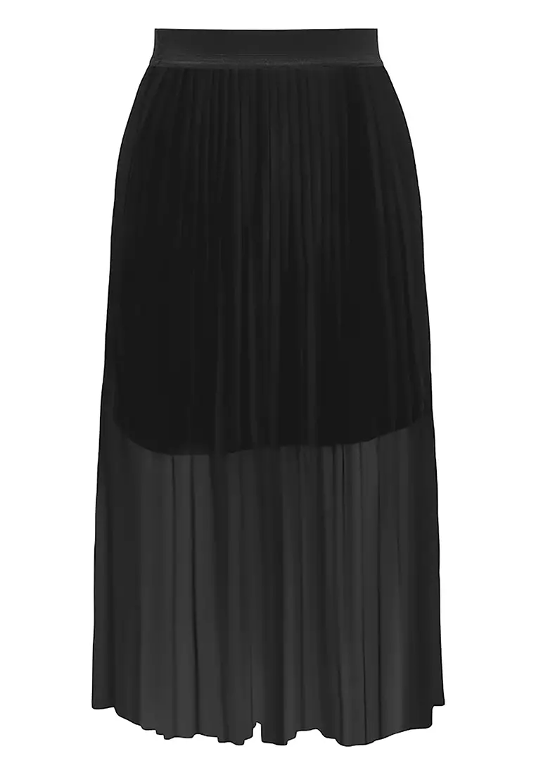 Pleat Mesh Jersey Skirt