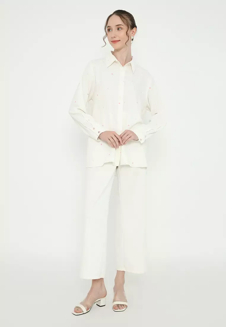 Jardin Shirt With Long Sleeve In Cream By Brilliant Girl Warna CREAM