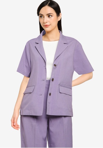 LOWRYS FARM purple Linen-Like Shirt Jacket B7BA6AA8625D70GS_1