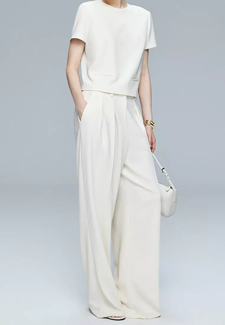 Solid color mesh free ironing commuter short-sleeved suit CA25061713W