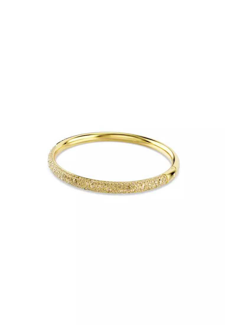 Sublima bangle, Snow pavé, White, Gold-tone plated