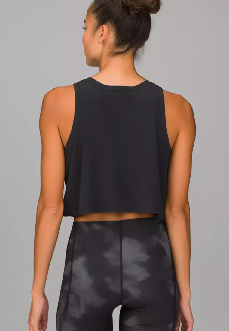 LSC18 Crop Tank Top Tee Gym Crossfit Td Bolt Zero Odor 4way stretch Hitam