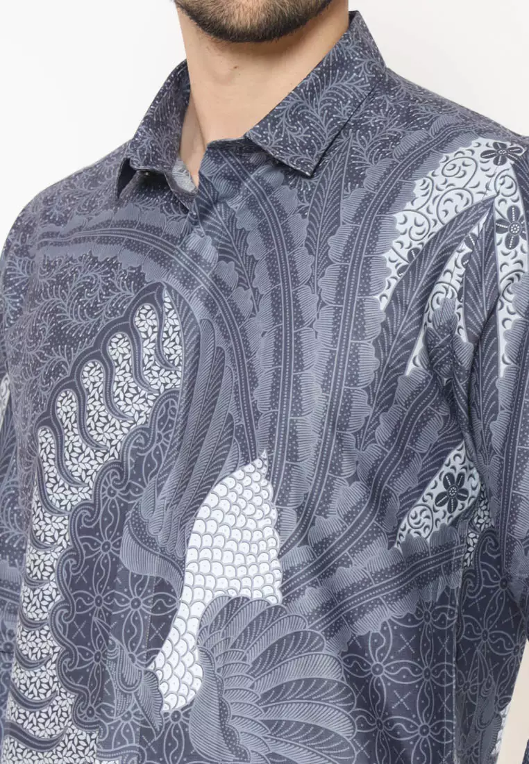 MAGINOT ALTA ABU MUDA Batik Slim Fit Lengan Panjang