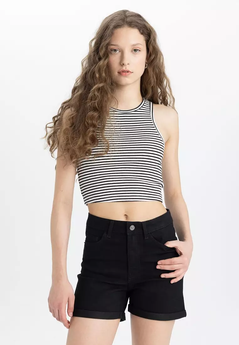 Roll Hem Denim Shorts