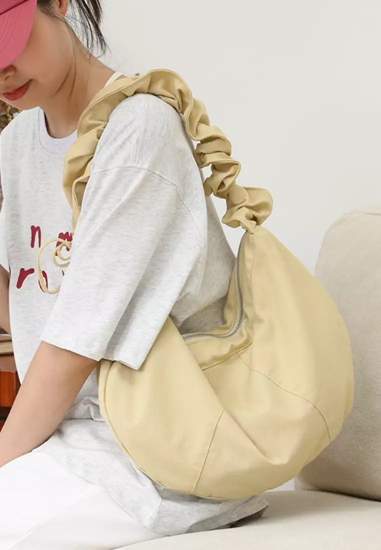 Casual wrinkled cotton zipper hobo Tote bags CA26042811YE