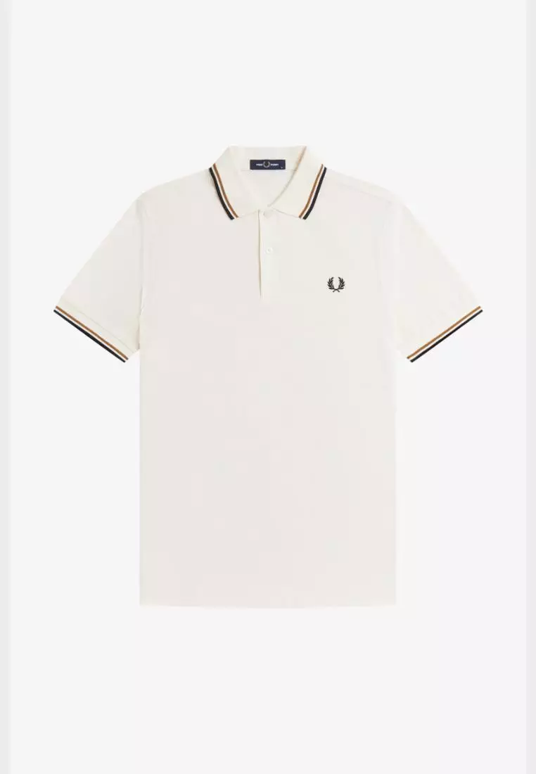 Fred Perry M3600 Twin Tipped Fred Perry Shirt (Ecru / Dark Carmel / Black)