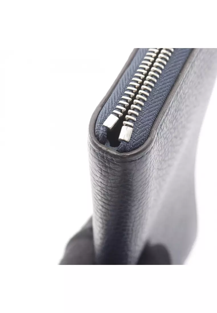 Pre-Loved Louis Vuitton zippy wallet Vertical round zipper long wallet taurillon leather Dark navy