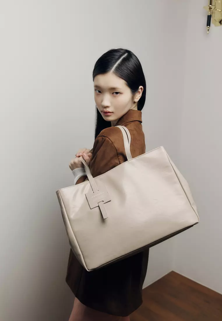ANNA Vegan Leather Shoulder Bag Beige