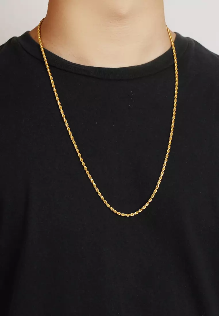 TOMEI Men's Twisted Singapore Chain, Yellow Gold 916