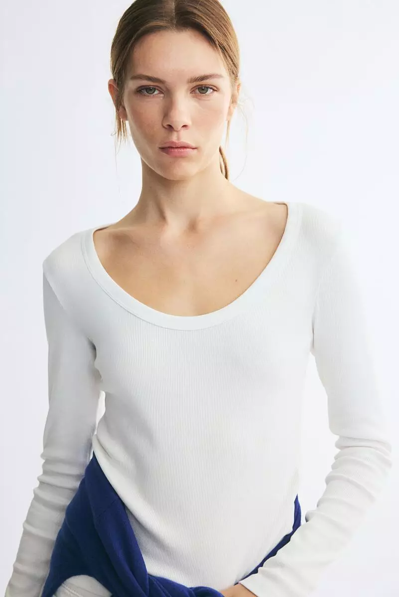 Scoop-neck cotton jersey top