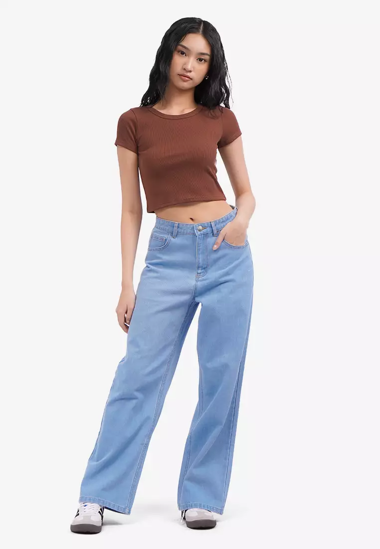 Short Sleeve Rib Crop T-Shirt