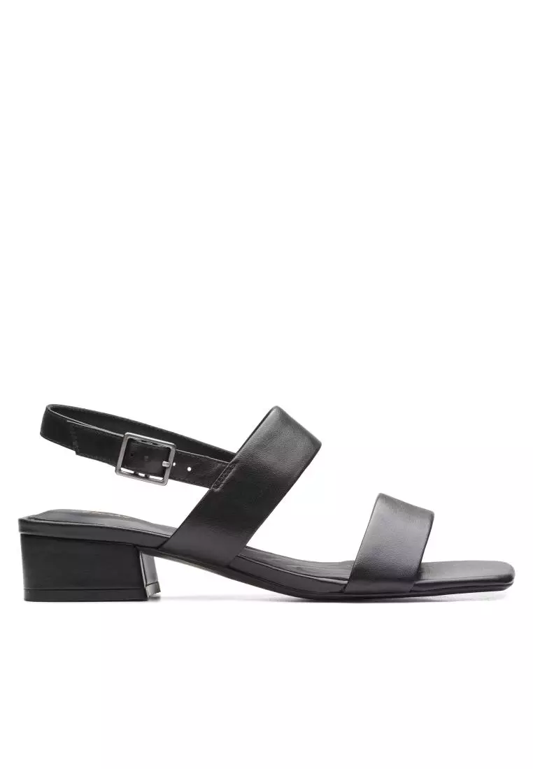 clarks black sandals heels