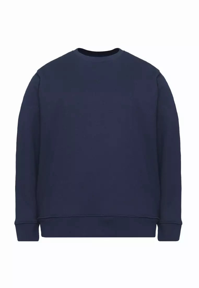 Cotton Well Coofy Crewneck Sweatshirt with Hidden Pocket Navy | Sweater Polos Kantong Tersembunyi Biru Donker