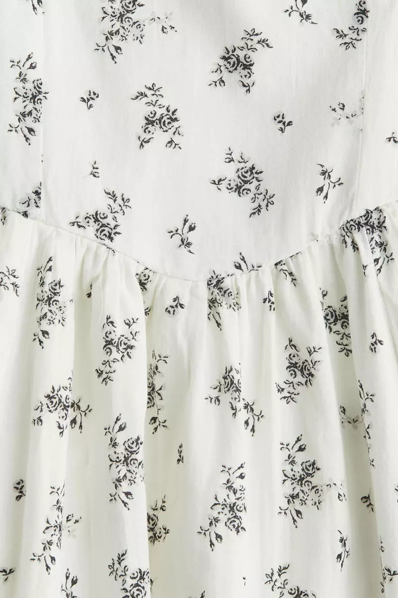 Flared-skirt cotton dress