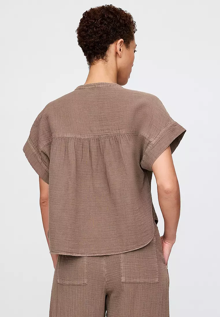 Crinkle Gauze Dolman Shirt
