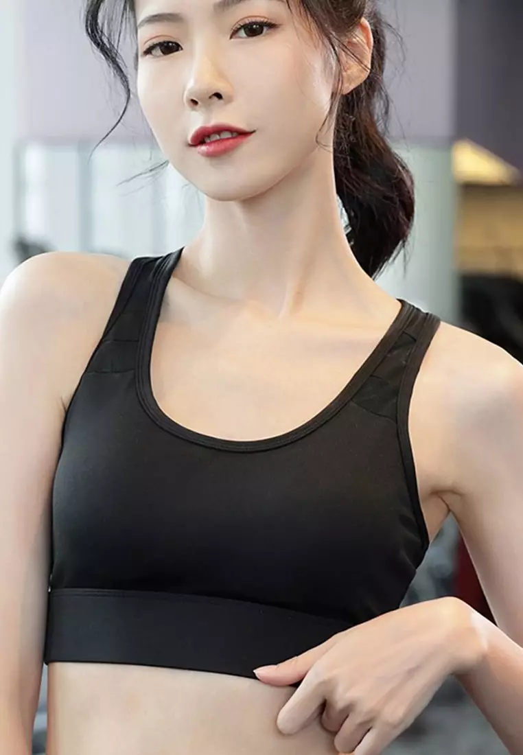 Buy LYCKA BMY3014 Korean Style Lady Shockproof Sport Bra Black in