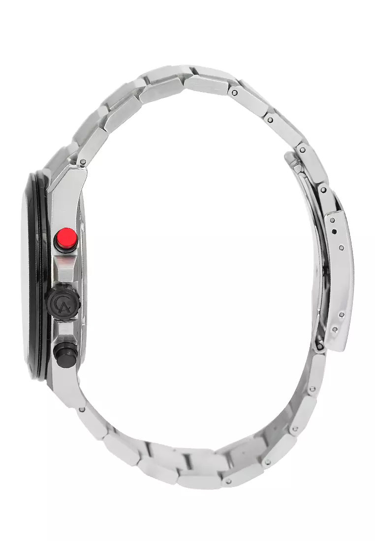 Alexandre Christie 6674 MCBTBBA - Jam Tangan Analog Pria - Silver Black - Stainless Steel